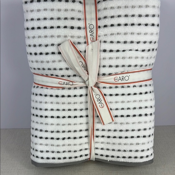 Caro Home Bath Towel Set Gray White 2 Bath 2 Hand 2 Wash 100% Cotton Soft 6 pc - Picture 6 of 7